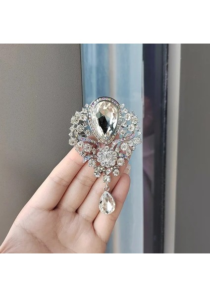 XZ0166-2 1 Adet Lüks Altın Gümüş Renk Kristal Gözyaşı Gelin Broşlar Düğün Kadınlar Için Parti Taklidi Buket Su Damlası Broş Pins Jewe (Yurt Dışından)