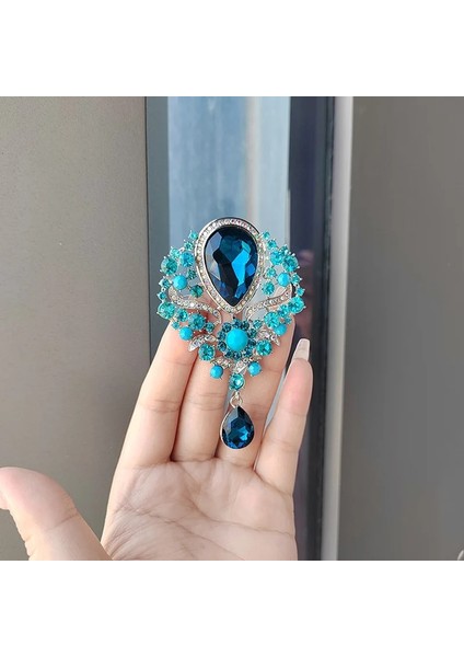 XZ0166-2 1 Adet Lüks Altın Gümüş Renk Kristal Gözyaşı Gelin Broşlar Düğün Kadınlar Için Parti Taklidi Buket Su Damlası Broş Pins Jewe (Yurt Dışından)