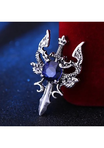 Antik Gümüş Kaplama Yeni Vintage Metal Ejderha Kılıç Broş Pin Hayvan Taklidi Yaka Iğnesi Erkek Takım Elbise Gömlek Rozeti Korsaj Takı Aksesuarları (Yurt Dışından)
