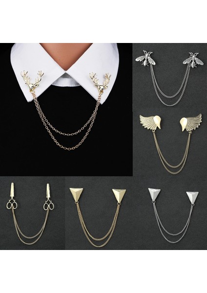 Antik Altın Arı Moda Beyefendi Püskül Broş Erkek Takım Elbise Gömlek Yaka Üçgen Kanatları Zincir Yaka Pin Metal Retro Düğün Aksesuarları (Yurt Dışından) fiyatları