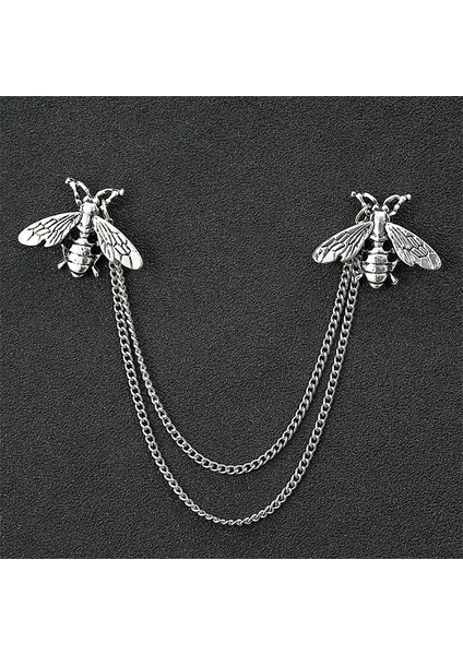 Antik Altın Arı Moda Beyefendi Püskül Broş Erkek Takım Elbise Gömlek Yaka Üçgen Kanatları Zincir Yaka Pin Metal Retro Düğün Aksesuarları (Yurt Dışından) indirimleri