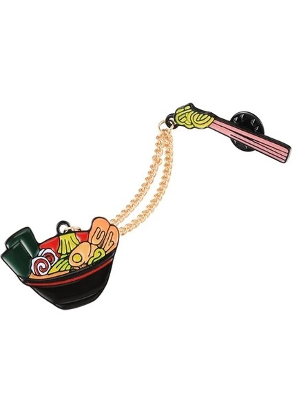 Stil 1 Foodie Ramen Metal Zincir Broş Anime Pimleri Karikatür Japon Yumurta Erişte Çorba Yemeği Emaye Kaseler Yemek Çubukları Rozetleri Takı Hediyeler (Yurt Dışından)