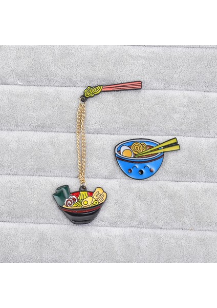 Stil 1 Foodie Ramen Metal Zincir Broş Anime Pimleri Karikatür Japon Yumurta Erişte Çorba Yemeği Emaye Kaseler Yemek Çubukları Rozetleri Takı Hediyeler (Yurt Dışından) fırsatları
