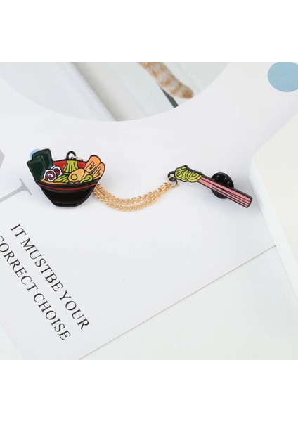 Stil 1 Foodie Ramen Metal Zincir Broş Anime Pimleri Karikatür Japon Yumurta Erişte Çorba Yemeği Emaye Kaseler Yemek Çubukları Rozetleri Takı Hediyeler (Yurt Dışından) indirimleri