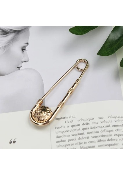 Altın-5.7cm-M Bayan Büyük Emniyet Pimleri Vintage Alaşım Çift Aslan Kafası Brooc Kadın Diy Bel Kapanış Artefakt Erkek Takım Elbise Ceket Dekorasyon Takı (Yurt Dışından)