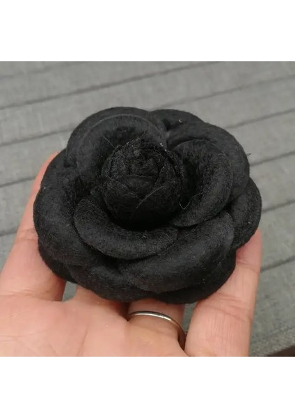 Siyah-Yün Lüks Büyük Broş Kadın Eşarp Toka Pin Kumaş Sanat Kumaş Çiçek Broş Moda Giyim Takı Aksesuarları Kız Hediyeler (Yurt Dışından)