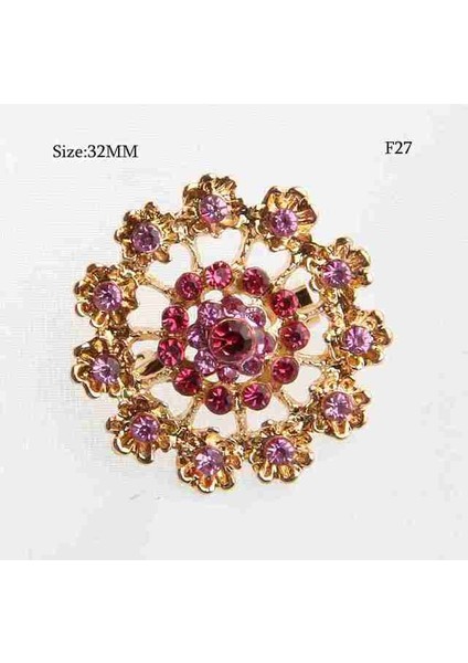 F27 1 Adet Kaplama Kristal Rhinestones Küçük Bejeweled Broş Pins Düğün Gelin Parti Yuvarlak Buket Diy Taklidi Aksesuarları (Yurt Dışından)