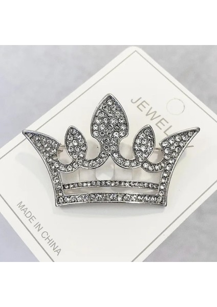 14 Moda Taç Broş Altın Rengi Gümüş Renk Şeffaf Taklidi Pimleri Elbise Dekorasyon Toka Rozeti Takı Aksesuarları Kadınlar Için (Yurt Dışından)