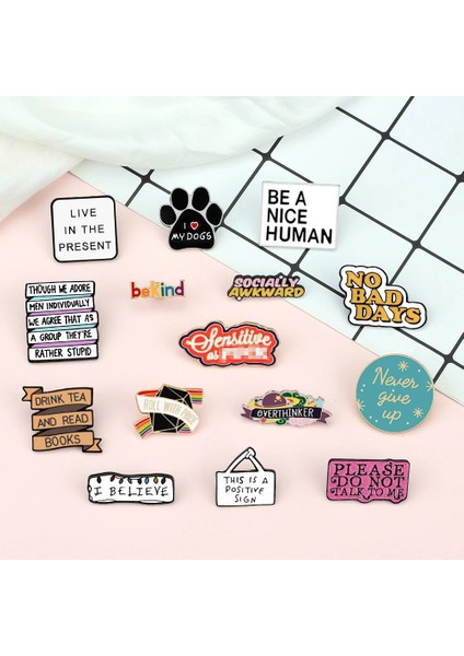 Stil 9 25 Stilleri Tırnak Etiketi Emaye Pimleri Komik Motivasyon Mektubu Broş Köpek Paw Yaka Pin Gömlek Çanta Rozetleri Takı Arkadaşlar Için Hediyeler (Yurt Dışından) fiyatları