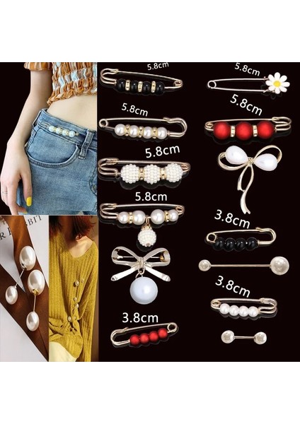 6 Parça Set B Kadın Yeni Bel Iğne Kot Etek Bel Büyük Değişim Küçük Anti-Koşu Pin Sabit Elbise Bel Toka Klip Broş H1369 (Yurt Dışından)