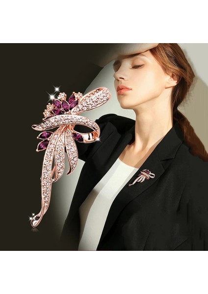 Gümüş Yay Moda Kristal Broş Zarif Bauhinia Broş Yaka Pin Rhinestone Broş Korsaj Düğün Takı Kadınlar (Yurt Dışından) modelleri