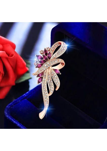 Gümüş Yay Moda Kristal Broş Zarif Bauhinia Broş Yaka Pin Rhinestone Broş Korsaj Düğün Takı Kadınlar (Yurt Dışından) fırsatları