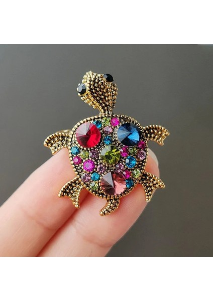 XZ0261-12 1 Adet Vintage Rhinestone Sevimli Karikatür Kaplumbağa Hayvan Broş Kadın Erkek Ceket Giyim Aksesuarları Broş Pins Parti Takı Hediyeler (Yurt Dışından) modelleri