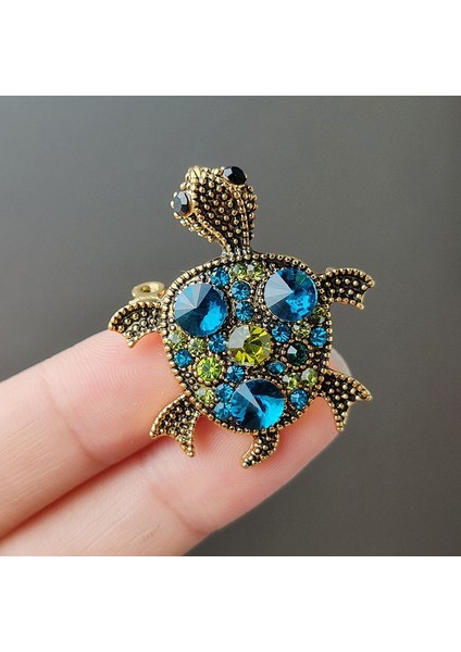 XZ0261-12 1 Adet Vintage Rhinestone Sevimli Karikatür Kaplumbağa Hayvan Broş Kadın Erkek Ceket Giyim Aksesuarları Broş Pins Parti Takı Hediyeler (Yurt Dışından) indirimleri