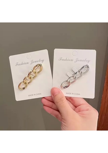 2 Adet Basit Moda Zincir Pin Broş Kadınlar Için Bel Sıkma Klip Emniyet Pimi Broş Kazak Hırka Toka Broş Takı Hediye (Yurt Dışından)