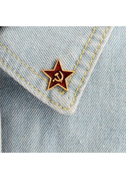 Retro Sscb Sembolü Emaye Pin Kırmızı Yıldız Orak Çekiç Soğuk Savaş Sovyet Cccp Broş Hediye Simgesi Rozeti Yaka Pin Ceket Kap (Yurt Dışından)