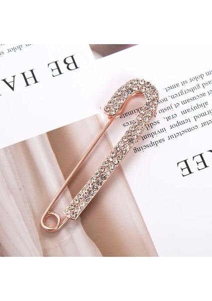 Gül Altın Rengi Basit Kadın Kristal Broş Pin Bayan Vintage Takı Parlak Taklidi Dekorasyon Toka Pin Kağıt Klip Aksesuarları Hediyeler (Yurt Dışından)
