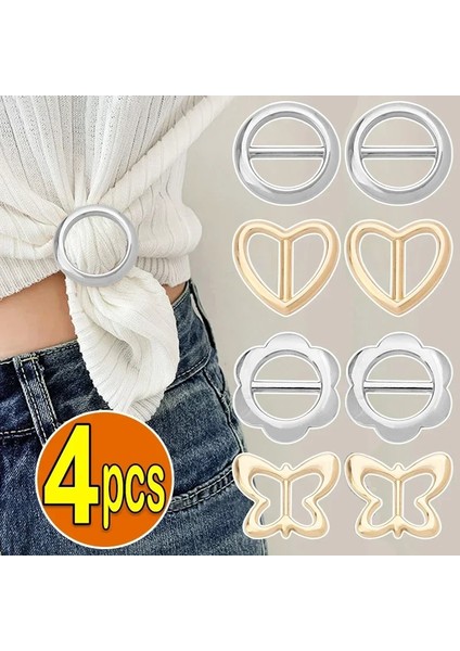 Çiçek-Gümüş 1/4 Adet T-Shirt Etek Düğümlü Broş Yüzük Giyim Aksesuarları Moda Bel Metal Köşe Düğümlü Toka Ipek Eşarp Gömlek Tokaları (Yurt Dışından)
