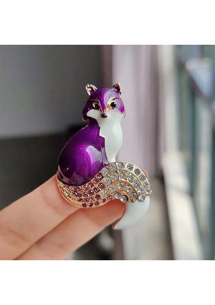 XZ0043-5 1 Parça Rhinestone Emaye Tilki Broş Kadınlar Için Hayvan Parti Nedensel Broş Pins Hediyeler (Yurt Dışından)