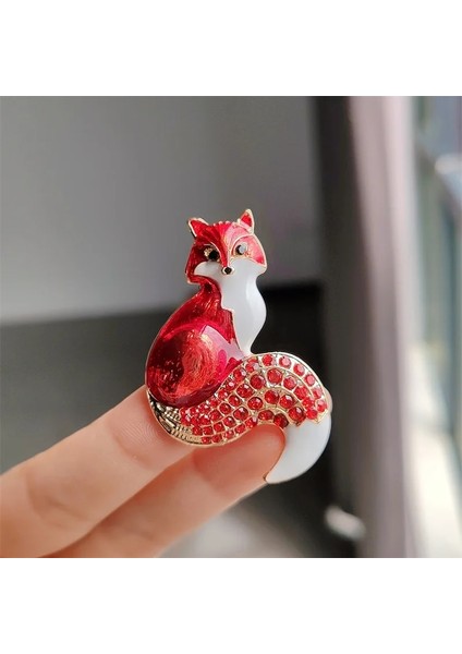 XZ0043-5 1 Parça Rhinestone Emaye Tilki Broş Kadınlar Için Hayvan Parti Nedensel Broş Pins Hediyeler (Yurt Dışından)