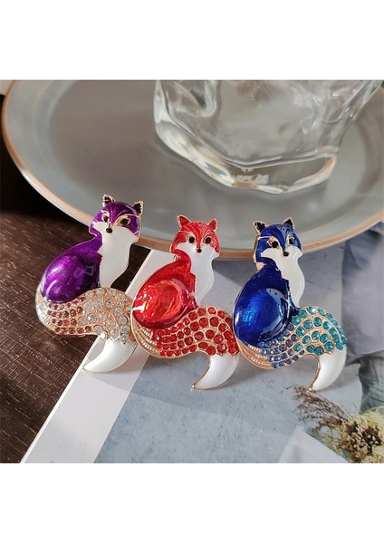 XZ0043-5 1 Parça Rhinestone Emaye Tilki Broş Kadınlar Için Hayvan Parti Nedensel Broş Pins Hediyeler (Yurt Dışından)