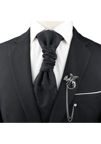 23 Moda Beyefendi Püskül Broş Erkek Takım Elbise Gömlek Yaka Zincir Yaka Pin Aslan Ejderha Geyik Retro Düğün Yemeği Aksesuarları (Yurt Dışından)