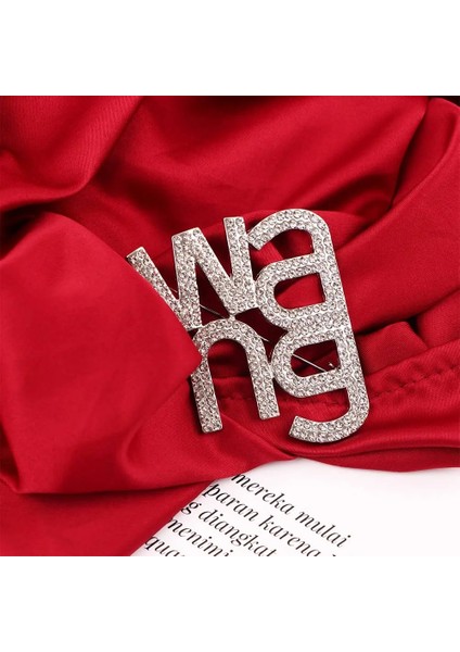 Gümüş-Küçük 1 Adet Wang Mektup Rhinestone Broş Toka Küpe Karikatür Rozet Pin Basit Mizaç Avrupa Amerikan Moda Takı (Yurt Dışından)