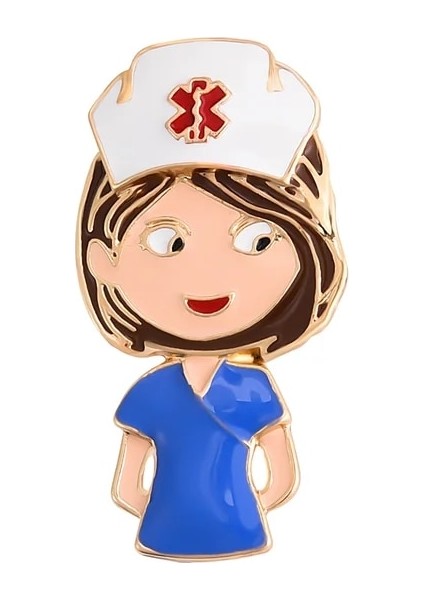 Hemşire 4 Harong Güzel Hemşire Şekli Broş Pin Doktor Tıbbi Hastane Yaka Iğnesi Üniforma Sırt Çantası Karikatür Rozeti Kadın Broş Takı (Yurt Dışından)