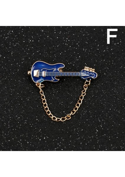 F Gitar Broş Müzisyen Metal Püsküller Zincir Yaka Pin Moda Mini Rock Grubu Broş Kadın Erkek Takım Elbise Ceket Konfeksiyon Elbise Rozeti (Yurt Dışından)