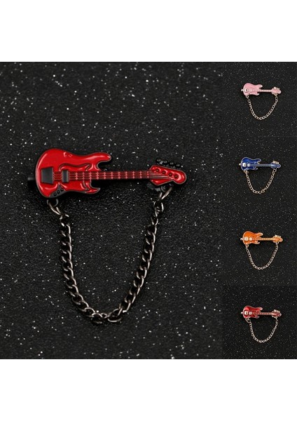 F Gitar Broş Müzisyen Metal Püsküller Zincir Yaka Pin Moda Mini Rock Grubu Broş Kadın Erkek Takım Elbise Ceket Konfeksiyon Elbise Rozeti (Yurt Dışından) fiyatları