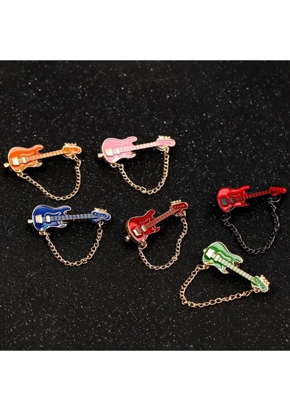 F Gitar Broş Müzisyen Metal Püsküller Zincir Yaka Pin Moda Mini Rock Grubu Broş Kadın Erkek Takım Elbise Ceket Konfeksiyon Elbise Rozeti (Yurt Dışından) modelleri
