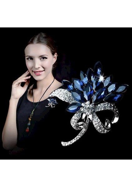 XZ0334-1 1 Adet Lüks Tasarım Mavi Kristal Buket Kadınlar Için Broşlar Kakma Rhinestone Trendy Broş Pins Giyim Aksesuarları Takı Hediyeler (Yurt Dışından) fiyatları