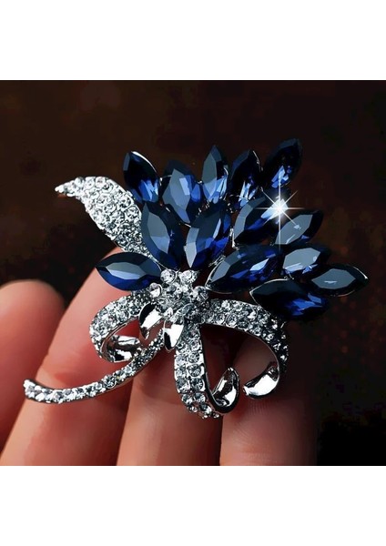 XZ0334-1 1 Adet Lüks Tasarım Mavi Kristal Buket Kadınlar Için Broşlar Kakma Rhinestone Trendy Broş Pins Giyim Aksesuarları Takı Hediyeler (Yurt Dışından) modelleri