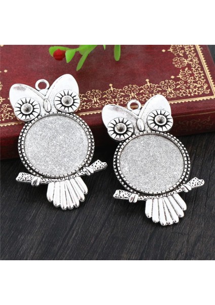 A3-41 Yeni Moda 5 Adet 25MM Iç Boyutu Antik Gümüş Kaplama Siyah Bronz Baykuş Cabochon Taban Ayarı Charms Kolye (Yurt Dışından)
