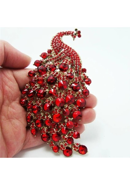 AL4139-YEŞIL Rhinestones Tavuskuşu Broşlar Kadınlar Için Lüks Giyim Aksesuarları Zarif Ziyafet Düğün Takı Kadın Pin (Yurt Dışından)