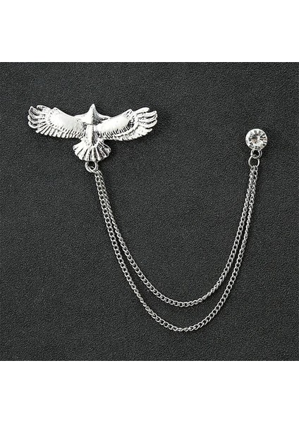 6 Gümüş Moda Beyefendi Püskül Broş Erkek Takım Elbise Gömlek Yaka Üçgen Kanatları Zincir Yaka Pin Metal Retro Düğün Aksesuarları (Yurt Dışından)