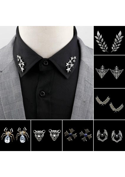 11 1 Çift Retro Yaka Pin Broş Vintage Moda Ağacı Yaprak Yaka Pin Delikli Taç Gömlek Takım Elbise Kravat Iğnesi Takı Aksesuarları (Yurt Dışından)