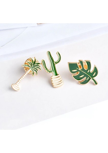 Yeşil Plant5 Güzel Yeşil Saksı Bitki Broş Karikatür Yaprak Monstera Hindistan Cevizi Ağacı Emaye Rozeti Yaka Kumaş Aksesuarları Yaka Pin Takı Hediye (Yurt Dışından) modelleri