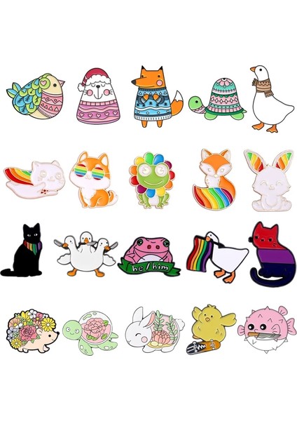 XZ7481 Güzel Hayvan Emaye Pin Sıcak Tutan Kaban Kış Kuş Kaz Kaplumbağa Tilki Eşarp Kazak Şapka Aksesuarları Broş Metal Rozeti Arkadaşlar Hediyeler (Yurt Dışından) fiyatları