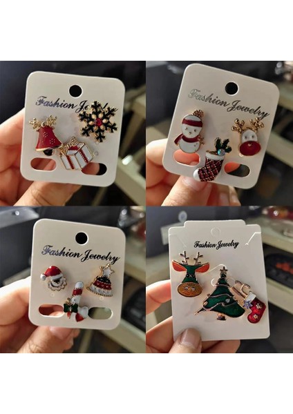 Style-5 3 Adet/takım Merry Christmas Broş Noel Çorap Noel Ağacı Elk Emaye Rozeti Küçük Broş Kadın Moda Parti Takı Hediyeler (Yurt Dışından)