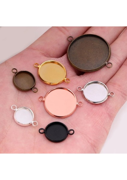 Gümüş 14MM x 20 Adet 8/10/12/14/16/18/20/25MM Iç Boyut 7 Renk Kaplama Yüksek Kaliteli Demir Malzeme Fit 8-25MM Cabochons Kolye Tepsisi (Yurt Dışından)