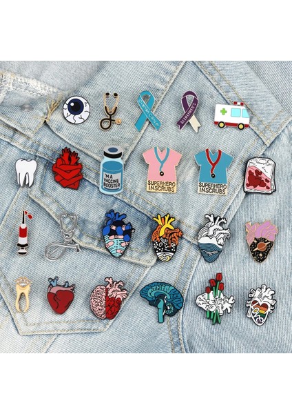 Stil 1 30 Stilleri Tıbbi Emaye Broş Şırınga Kalp Stetoskop Pimleri Hemşire Doktor Karikatür Güzel Sırt Çantası Yaka Rozeti Takı Hediyeler (Yurt Dışından) modelleri