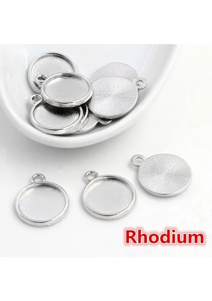 Rodyum-Tek 8mm x 50 Adet 8mm 10 mm 12MM Iç Boyut Klasik 7 Renk Kaplama Tek Taraflı Çift Asılı Kabaşon Taban Ayarı Takılar Kolye (Yurt Dışından)