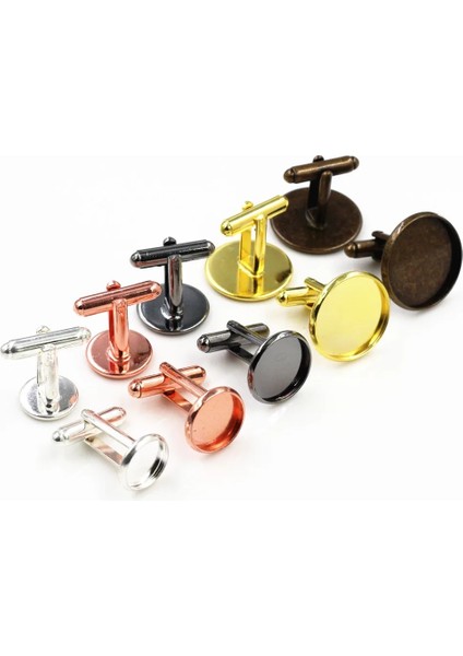 Bronz 10MM 10 Adet/grup 10MM 12MM,14MM,16MM,18MM,20MM, 6 Renk Kaplama Bakır Kol Düğmesi Tabanı Manşet Bağlantısı Ayarları Cabochon Cameo Tabanı (Yurt Dışından)