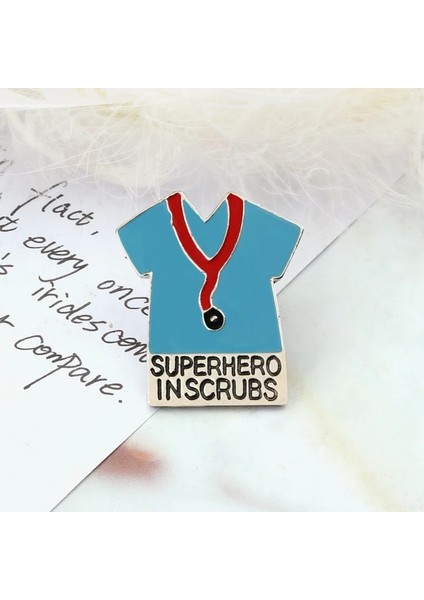 Doktor T-Shirt 2 Doktor Hemşire Stetoskop Tişört Yaka Iğnesi Tıbbi Aşı Şırınga Kalp Broş Emaye Karikatür Ambulans Rozeti Sırt Çantası Takı (Yurt Dışından)