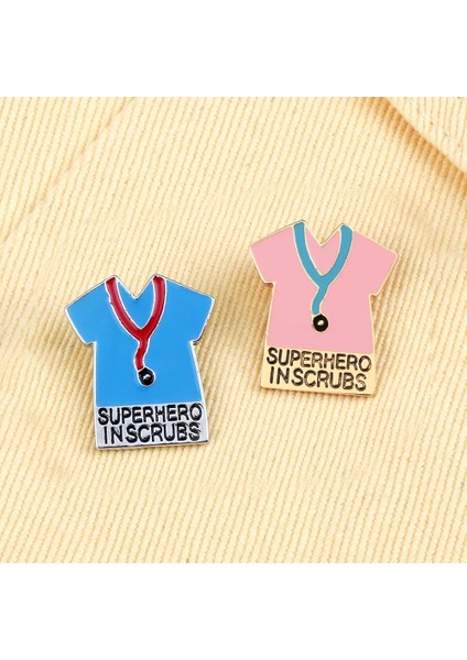 Doktor T-Shirt 2 Doktor Hemşire Stetoskop Tişört Yaka Iğnesi Tıbbi Aşı Şırınga Kalp Broş Emaye Karikatür Ambulans Rozeti Sırt Çantası Takı (Yurt Dışından) indirimleri