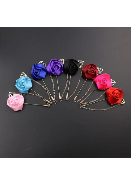 Taro Mor Erkek Takım Elbise Çiçek Broş Pins Kumaş Kurdele Pin 19 Renkler Kadınlar Için Katı Çiçek Broşlar Yaka Pin Erkek Takım Elbise Aksesuarları (Yurt Dışından)