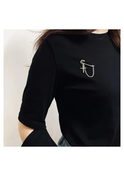 326 Retro Moda Punk Çapraz Kolye Uzun Zincir Püskül Pin Broş Kadın Erkek Takım Elbise Elbise Gümüş Tabak Kelebek Pin Broş Takı (Yurt Dışından) fiyatları