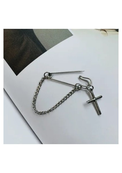326 Retro Moda Punk Çapraz Kolye Uzun Zincir Püskül Pin Broş Kadın Erkek Takım Elbise Elbise Gümüş Tabak Kelebek Pin Broş Takı (Yurt Dışından) fırsatları