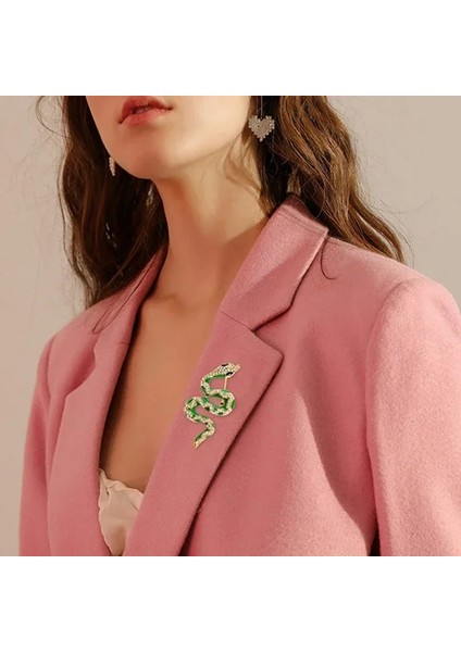 B Hayvan Yeşil Yılan Broş Pin Renkli Vintage Taklit Kristal Taklidi Yaka Pin Erkekler Kadınlar Için Hediye Takı Aksesuarları (Yurt Dışından) modelleri